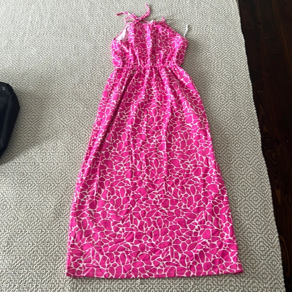 Mahi Gold Hot Pink and Whit Leopard Print Maxi Dress Medium - Picture 2 of 3